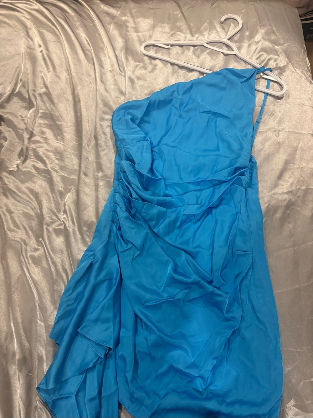 One-Shoulder Turquoise Evening Dress